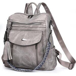 PU Leather Small Backpack for Women | Fashion Tassel Ladies Small Diaper Bag -